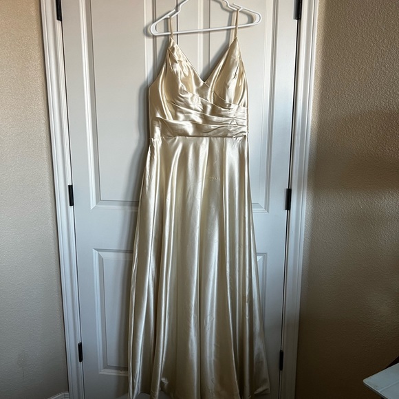 Golden satin bridesmaid dress - Picture 2 of 3